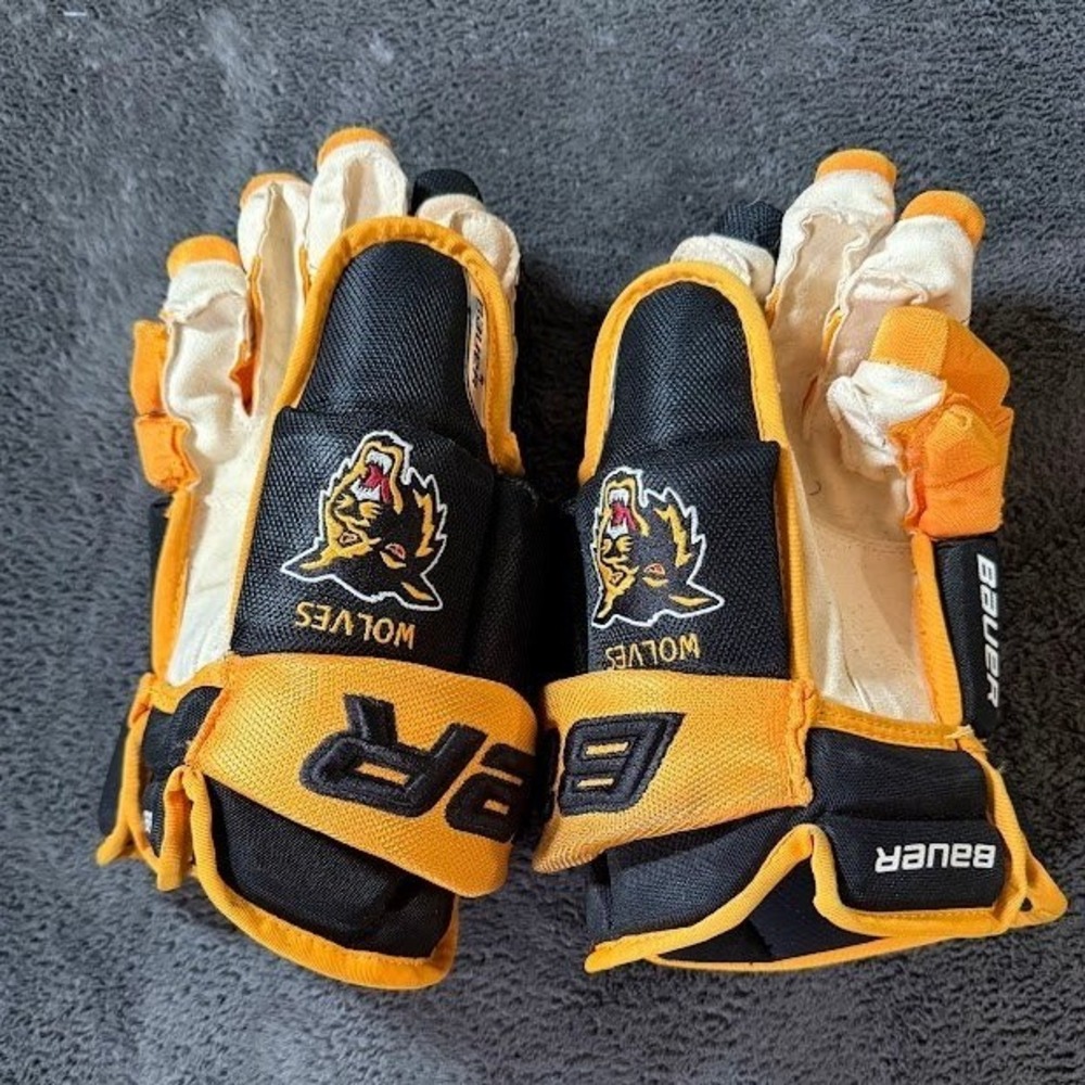 Bauer Team Issued Vapor Pro Hockey Gloves 14" 36cm Golden Wolves Yellow OHL